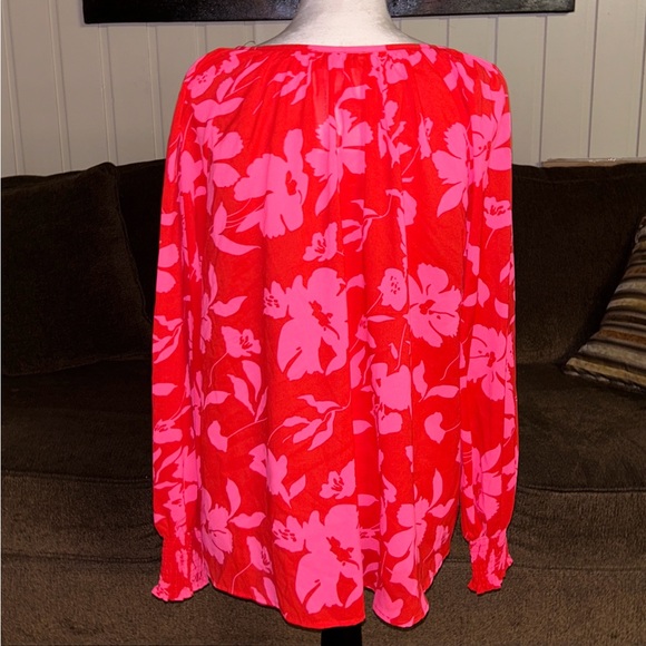 Staccato • Large • Hot Pink • Floral • Boho • Long Sleeve Blouse • New W/ Tags - Picture 8 of 11